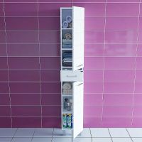 Шкаф пенал СанТа Омега 30 507001 Белый — фото 2, Пеналы для ванной комнаты