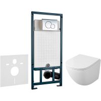 Комплект унитаза Owl 1975 Vind Cirkel-H TOWLT190302 с сиденьем Микролифт и инсталляцией WeltWasser WW Marberg 507 10000005949+10000005952 с клавишей смыва Хром глянцевый — фото 1, Комплекты унитаз + инсталляция