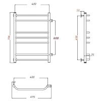 Водяной полотенцесушитель Тругор Браво ПМ 3 60x80 Хром — фото 2, Водяные полотенцесушители