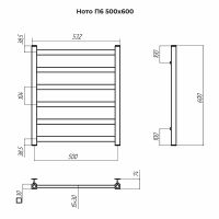 Водяной полотенцесушитель Terminus Ното П6 500x600 4670078544346 Хром, нижнее подключение, G 1/2" ВР — фото 4, Водяные полотенцесушители