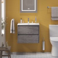 Тумба под раковину BelBagno Kraft 39 60 KRAFT 39-600/390-2C-SO-CG подвесная Cemento Grigio — фото 13, Мебель для ванной
