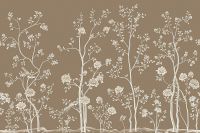 Фреска Ortograf Chinoiserie 33925 Фактура флок FLK Флизелин (4,5*3) Коричневый/Бежевый, Деревья/Цветы/Птицы — фото 2, Фрески