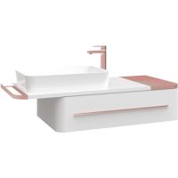 Тумба с раковиной Creavit Angel 120 AL0120.01.BBR+UL060 подвесная Белая Розовое золото — фото 1, Мебель для ванной