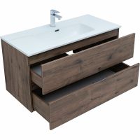 Тумба под раковину Aquanet Алвита New 100 334188 подвесная Дуб веллингтон табак — фото 3, Тумбы под раковину