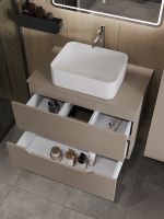 Тумба с раковиной Orange Line 80 Li-80TuLMDF+B02-460W подвесная Латте матовый — фото 3, Тумбы с раковиной