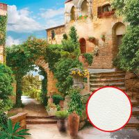 Фреска Ortograf Городской пейзаж 30725 Фактура флок FLK Флизелин (2,7*2,7) Бежевый/Зеленый, Город/Листья арт-30725 (флок FLK) — фото 1, Фрески