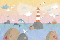 Фреска детская Ortograf Для самых маленьких 32953 Фактура флок FLK Флизелин (4*2,7) Разноцветный, Море/Пейзаж — фото 2, Фрески