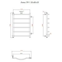 Водяной полотенцесушитель Тругор Лотос 1 ПМ 80x50 Хром — фото 2, Водяные полотенцесушители