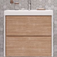 Тумба под раковину Velvex Gesso 70 tp.GES.9696.70.2Y подвесная Белая матовая Дуб сонома — фото 1, Тумбы под раковину