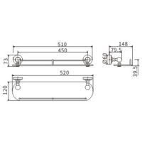 Стеклянная полка CeramaLux Caps 51311 Хром — фото 2, Полки для ванной и душа