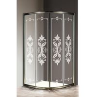 Душевой уголок Cezares Giubileo R2 80x80 GIUBILEO-R-2-80-SCORREVOLE-CP-Br прозрачное стекло с матовым принтом профиль Бронза — фото 1, Душевые уголки четверть круга