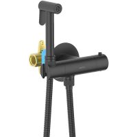 Гигиенический душ со смесителем Aquatek Оберон с термостатом Черный матовый арт-AQ1027MB — фото 2, Гигиенические души