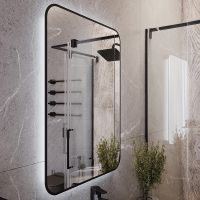 Зеркало Bond Loft 60x80 M35ZE-6080 с подсветкой Черное глянцевое с бесконтактным выключателем — фото 3, Зеркала в ванную комнату