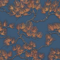 Обои Alessandro Allori Four Seasons 1602-9 Винил на флизелине (1,06*10) Синий/Золото, Деревья — фото 1, Обои для стен