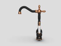 Смеситель для раковины GPD Retro Colored MTL180-S-R Черный матовый Розовое золото — фото 3, Смесители