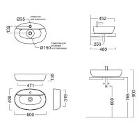 Раковина Kerama Marazzi Plaza 60 PLR.wb.60.1 Белая глянцевая — фото 12, Раковины