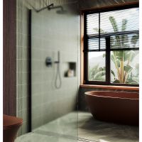 Душевая перегородка Maybah Glass MGD-700-6ш 790x1950 в широком профиле Черный стекло сатиновое — фото 1, Душевые перегородки