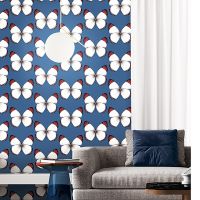 Обои Andrea Rossi Cheradi 54401-8 Винил на флизелине (1,06*10,05) Синий, Бабочки — фото 3, Обои для стен