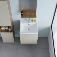 Тумба под раковину Бриклаер Кристалл 50 подвесная Латте Дуб крафт табачный арт-4627125416910 — фото 4, Тумбы под раковину