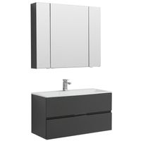 Комплект мебели для ванной Aquanet Алвита 100 241397 подвесной Серый антрацит — фото 1, Комплекты мебели для ванной