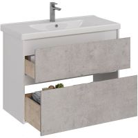Тумба под раковину Lemark Combi 100 LM03C100T-Beton подвесная Бетон Белый глянец — фото 2, Мебель для ванной