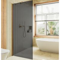 Душевая перегородка Maybah Glass MGD-705-3ш 690x1950 в широком профиле Золото стекло графитовое — фото 1, Душевые перегородки