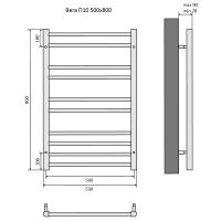 Водяной полотенцесушитель Aquatek Вега П10 500x800 AQ DR1080BL Черный муар — фото 14, Водяные полотенцесушители