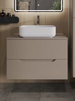 Тумба с раковиной Orange Line 80 Li-80TuLMDF+B05-500W подвесная Латте матовый — фото 3, Мебель для ванной