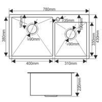 Кухонная мойка Fabia 78х43 78433G Графит — фото 4, Кухонные мойки