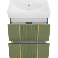 Товар: Тумба с раковиной Brevita Vega 60 УТ000022674 подвесная Зеленая матовая Золото - фото 3 Тумба с раковиной Brevita Vega 60 УТ000022674 подвесная Зеленая матовая Золото — фото 3, Мебель для ванной