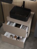 Тумба с раковиной Orange Line 60 Li-60TuLMDF+B02-460MB подвесная Латте матовый — фото 4, Тумбы с раковиной