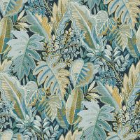 Обои Grandeco Ciara A 58403 Винил на флизелине (0,53*10,05) Бирюзовый/Коричневый/Синий, Листья — фото 1, Обои для стен