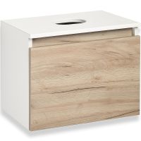 Тумба под раковину Runo Бари 50 00-00001373 подвесная Крафт дуб Белая — фото 5, Тумбы под раковину