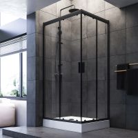 Душевой уголок AM.PM Gem 100х80 профиль Черный матовый стекло прозрачное арт-W90G-404-100280-BT — фото 2, Прямоугольные душевые уголки