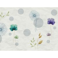 Панно Zambaiti Parati Satin Flowers IV Z66885 Винил на флизелине (3*5,1) Серый/Зеленый/Фиолетовый, Круги/Листья/Цветы — фото 1, Обои для стен