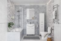 Зеркало со шкафом DIWO Дмитров 60 L СО-Дм04060-011Л с подсветкой Белое — фото 3, Мебель для ванной