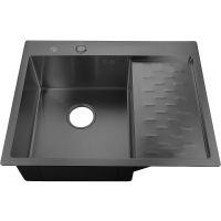 Кухонная мойка Ростовская Мануфактура Сантехники 63 MRK-6350BL-L Темный графит — фото 5, Кухонные мойки