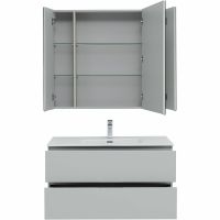 Комплект мебели для ванной Aquanet Алвита New 100 274528 подвесной Серый матовый — фото 5, Комплекты мебели для ванной