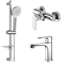 Комплект смесителей Aquatek Оберон AQ1231CR Хром — фото 1, Готовые комплекты для ванной комнаты