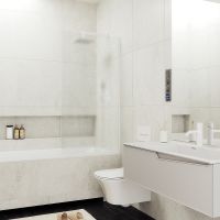 Шторка на ванну Maybah Glass MGV-94-1у 800x1400 в узком профиле Белый стекло сатиновое — фото 1, Неподвижные шторки для ванной