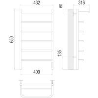 Электрический полотенцесушитель Terminus Полка П6 400х650 4670078531421 с полкой Хром — фото 4, Электрические полотенцесушители
