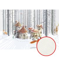 Фреска детская Ortograf Для самых маленьких 32965 Фактура флок FLK Флизелин (4*2,7) Серый/Разноцветный, Домики/Пейзаж/Животные — фото 1, Фрески