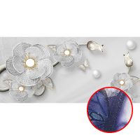 Фреска Ortograf 3D 33487 Фактура бархат серебро FX-S Флизелин (5,3*2,5) Серый/Серебряный, Цветы/Абстракция — фото 1, Фрески