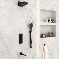 Душевая система Vincea Inspire VSFW-433TI1MB с термостатом Черная матовая — фото 1, Встраиваемые душевые комплекты