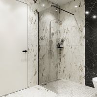 Душевая перегородка STWORKI Берген 80 MV-BE-80-BL профиль Черный матовый стекло прозрачное — фото 1, Душевые перегородки