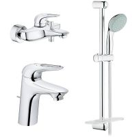Комплект смесителей Grohe Eurostyle 124416 Хром — фото 1, Готовые комплекты для ванной комнаты