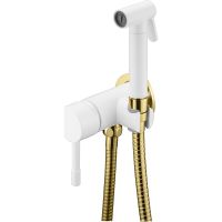 Гигиенический душ со смесителем Boheme Uno 467-WG Белый матовый Золото — фото 1, Душевое оборудование. Душевая программа