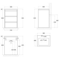 Тумба под раковину Art&Max FAMILY-580-3C-PIA-BL Белый глянец — фото 3, Мебель для ванной