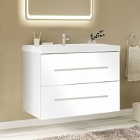 Тумба под раковину Marka One Mix 70П с ручками Белая глянцевая — фото 2, Тумбы под раковину