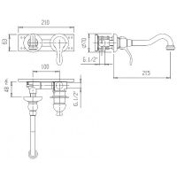 Смеситель для раковины Cezares Elite ELITE-BLS1-03/24-Nc Золото 24 карат — фото 2, Смесители для раковины